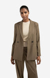 YAYA Loose Fit Blazer With Belt Detail - Caspers Brownish Green