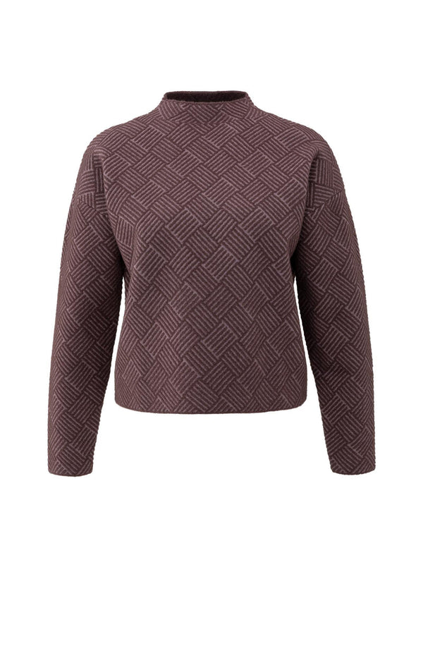 YAYA Jacquard Sweater - Fudge Purple Dessin