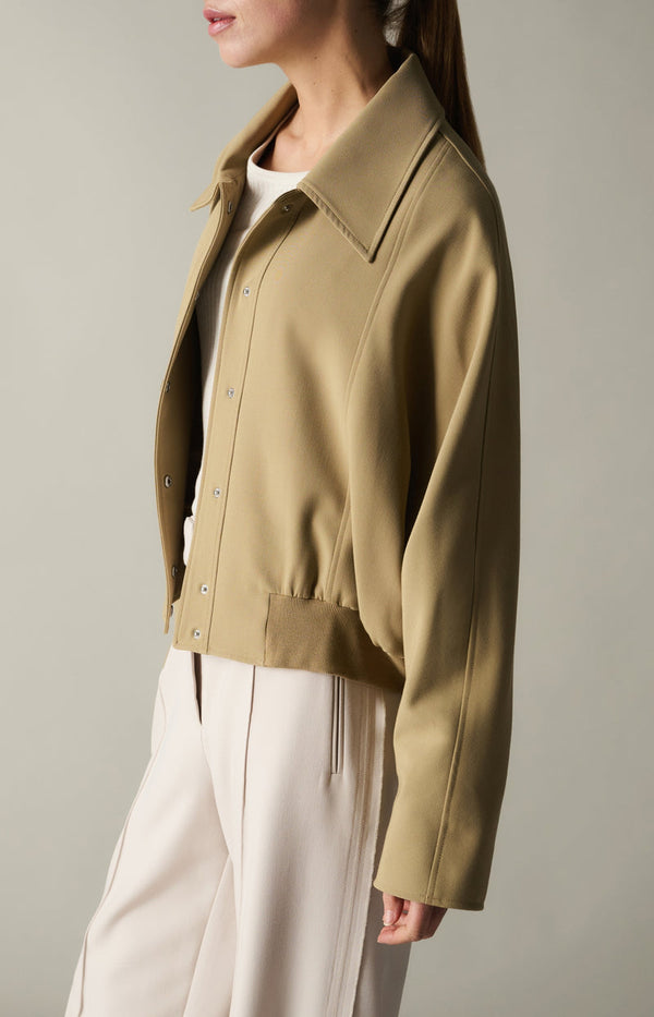 YAYA Short Woven Oversized Jacket - Khaki Green