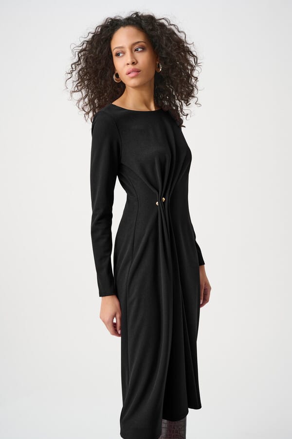 Joseph Ribkoff Midi Wrap Dress With Buttons - Black