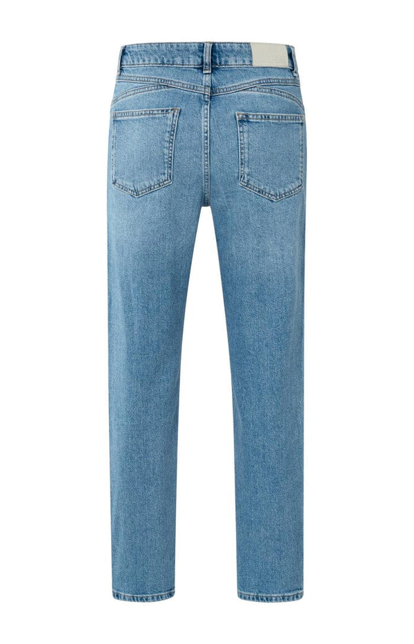 YAYA Mid Waist Boyfriend Denim - Blue Denim