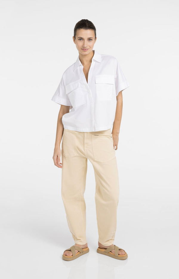 YAYA Coloured Denim with Drawstring - Warm Beige