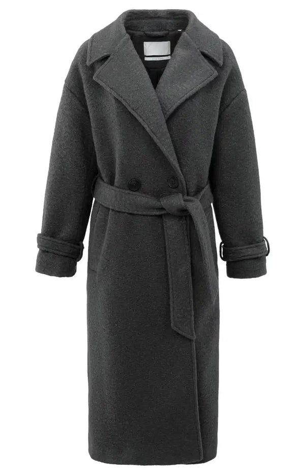 YAYA Woven Boucle Long Length Overs - Anthracite Melange