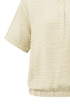 YAYA Rib Waistband Blouse - Soft Grey Dessin