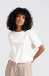 Yaya Jersey top with elastic drawcord-Off White