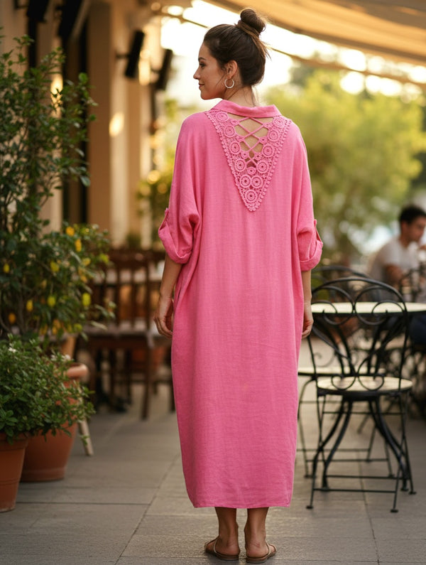 Made in Italy- Pati Linen Dress- Pink