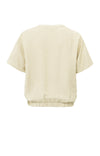 YAYA Rib Waistband Blouse - Soft Grey Dessin