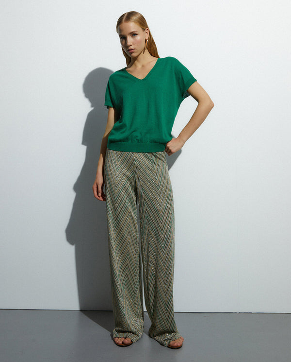 ANDAM fantasy Print Knit Trousers - Green-70