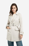 YAYA Woven mid-length trenchcoat with belt - Slate Grey