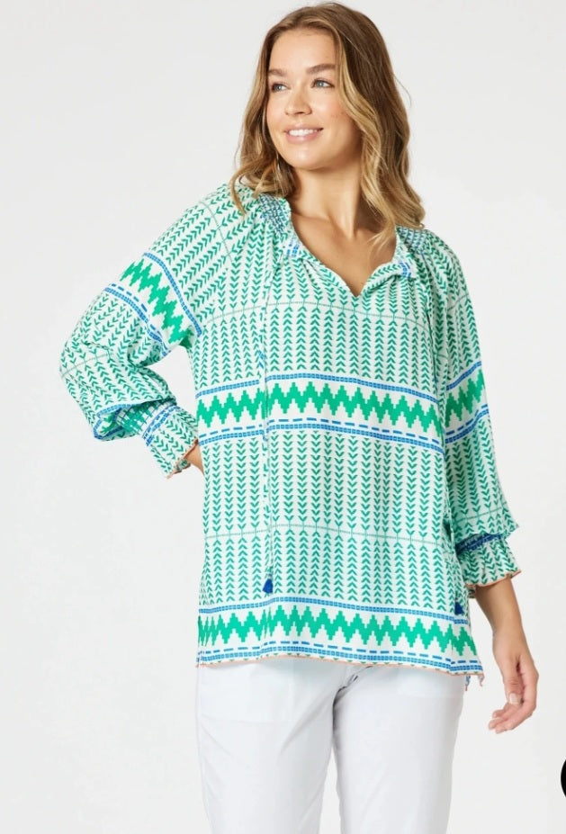Threadz Geo Top - Elm Multi – Ques Boutiques