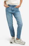 YAYA Mid Waist Boyfriend Denim - Blue Denim