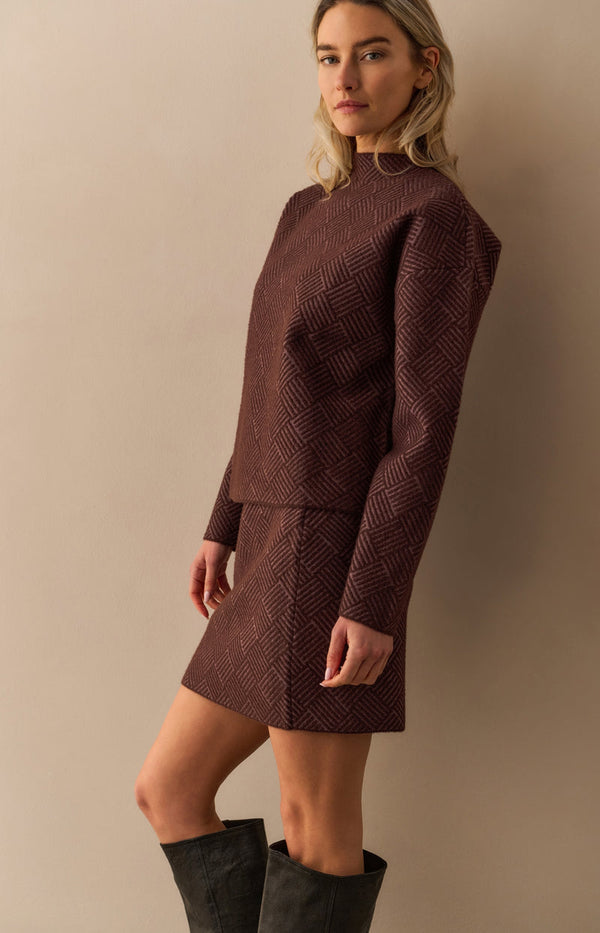 YAYA Jaquard Knitted Skirt -Fudge Purple