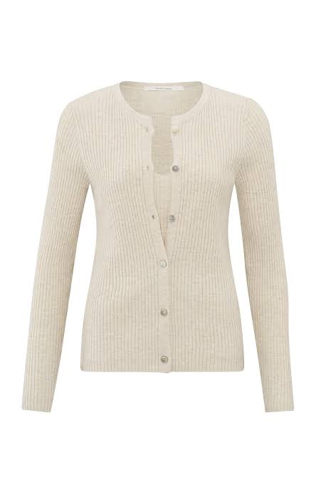 YAYA Faux Layered Ribbed Cardigan