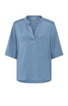 YAYA V-neck Satin Top - Infinity Blue