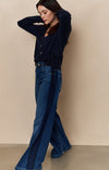YAYA V-neck Tie Waist Cardigan - InkwellBlue