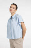 YAYA Sleeveless Blouse with Button Details - Light blue