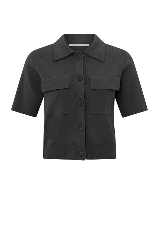 YAYA Short Sleeve Cardigan- Phantom