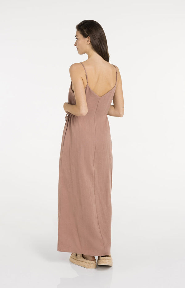 YAY Long Strappy Dress with Drawstrings - BurlwoodPink
