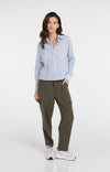 YAYA Blouse with Diagonal Seams & Button Details - Light Blue