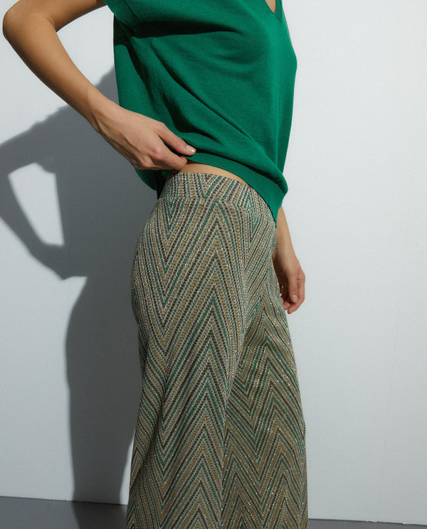 ANDAM fantasy Print Knit Trousers - Green-70