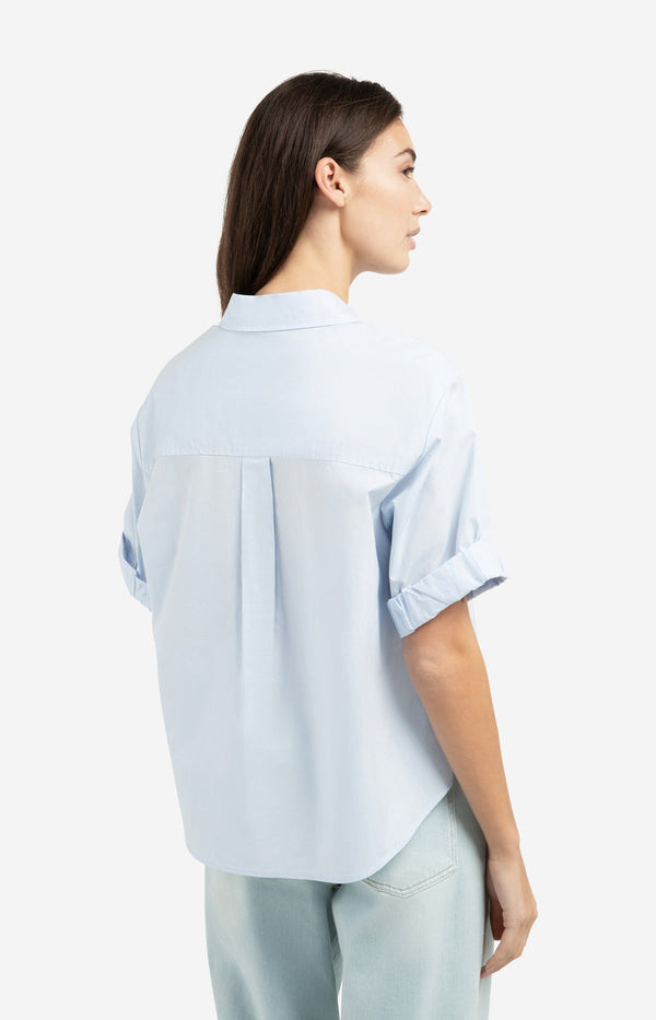 YAYAShort Roll- Up Sleeve Blouse With Collar