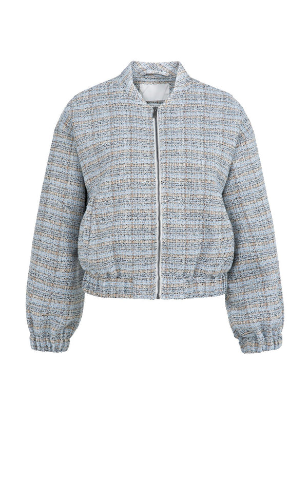 YAYA Short Woven Boucle Jacket - Ice Blue Dessin