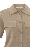 YAYA Short Sleeve Cardigan- Humus Beige