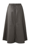 YAYA- Faux leather A-line midi - Dark Night Grey