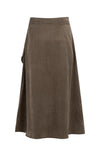 YAYA Midi Skirt with Wrap Effect & Tie belt - Washed Brown
