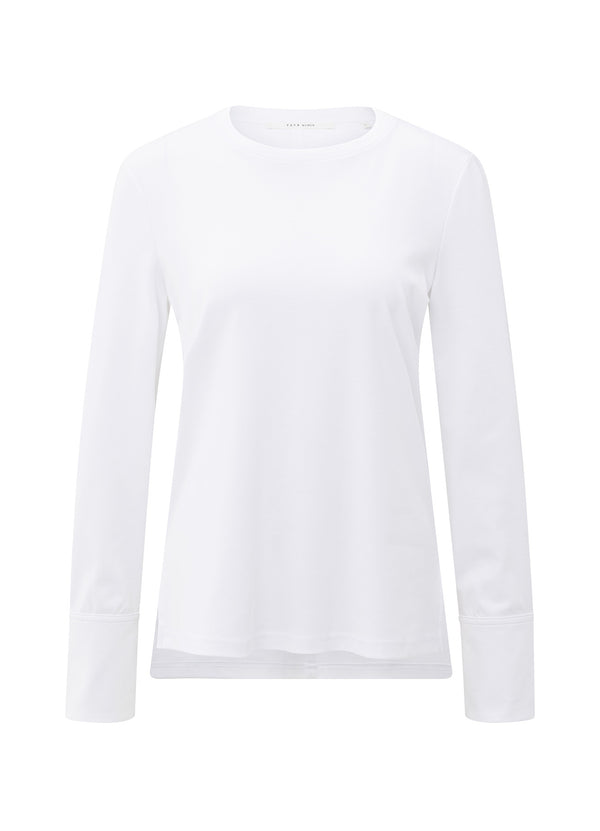 YAYA Long Sleeve Jersey Top- Pure White