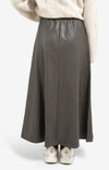 YAYA- Faux leather A-line midi - Dark Night Grey