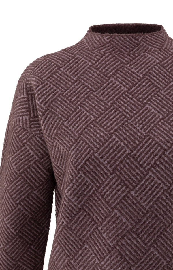 YAYA Jacquard Sweater - Fudge Purple Dessin