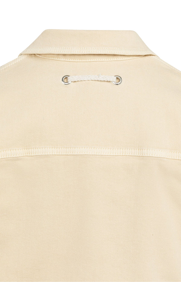 YAYA Oversized Denim Jacket with Short Sleeves -Warm Beige