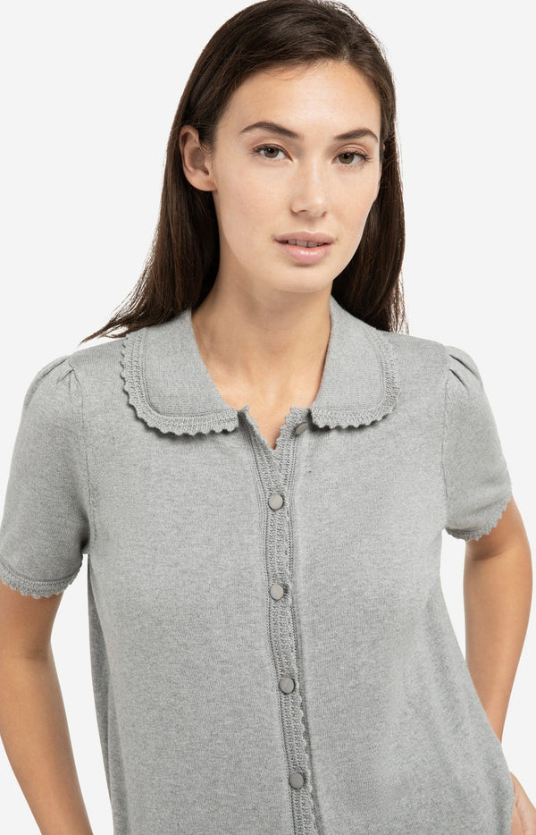 YAYA Knitted cardigan with short sleeves and buttons