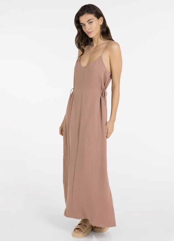 YAY Long Strappy Dress with Drawstrings - BurlwoodPink