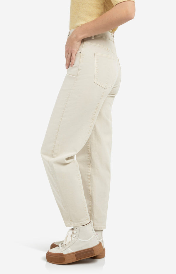 YAYA Barrel jeans with visible back seams and soft wash - Sandstone Beige