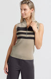 Yaya Sleeveless sweater with block stripes and half-zip