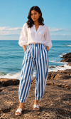 Made In Italy Fitted Barrel Pants- Striped