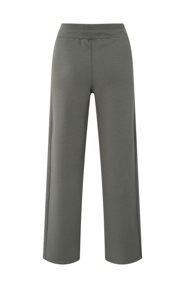 YAYA Wide Leg Jersey Trousers - Dark Night Grey