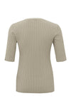 YAYA Round Neck Ribbed Sweater - Aluminium Beige
