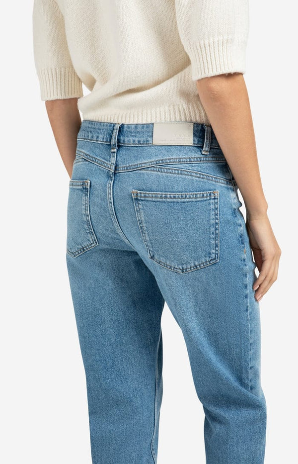 YAYA Mid Waist Boyfriend Denim - Blue Denim