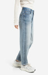 YAYA High-waist jeans with loose fit and roll-up legs - Blue Denim