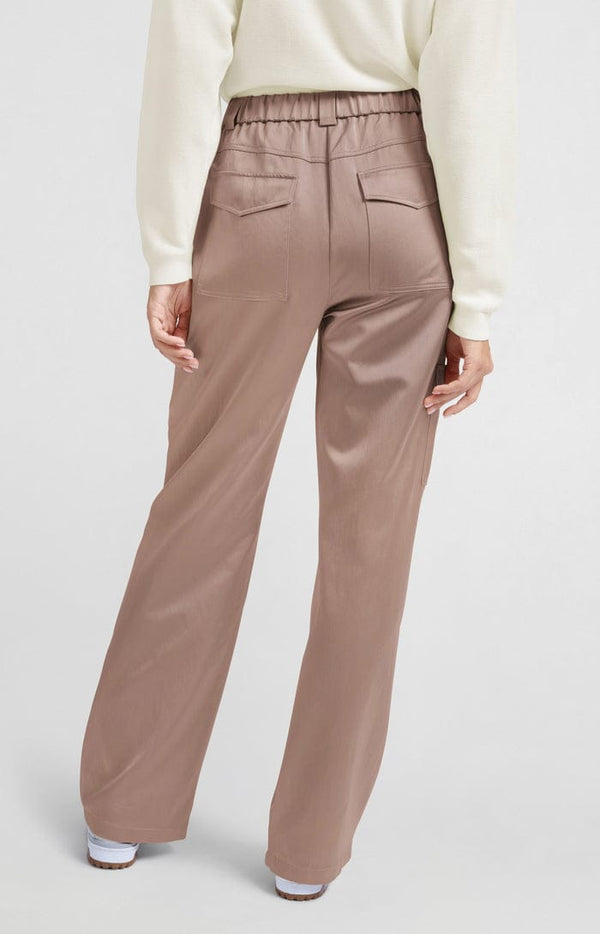 Yaya Satin cargo trousers with wide legs and pocket details Dusty Pink