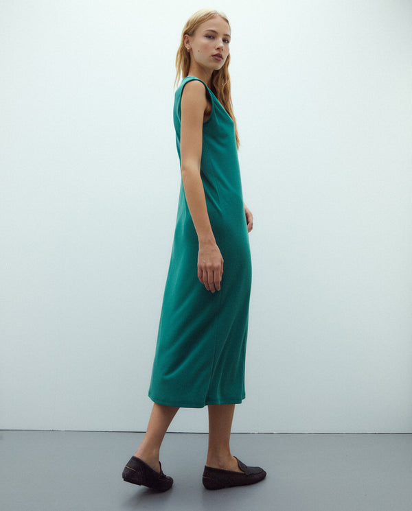 ANDAM Long Modal Rib Knit Dress - Green-68