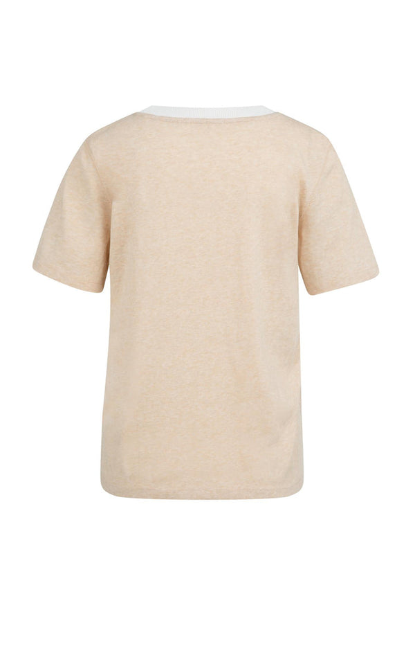 YAYA T-shirt with contrasting ribbed trim - Melange
