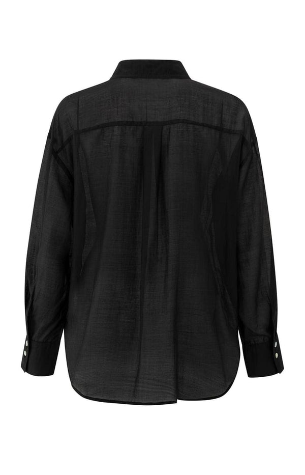 Yaya Blouse with hidden button placket and loose fit Phantom