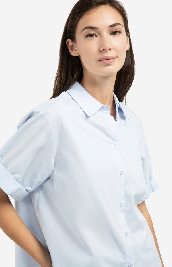 YAYAShort Roll- Up Sleeve Blouse With Collar