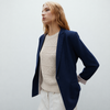 ANDAM Navy Blue Striped Lining Blazer - NavyBlue-109
