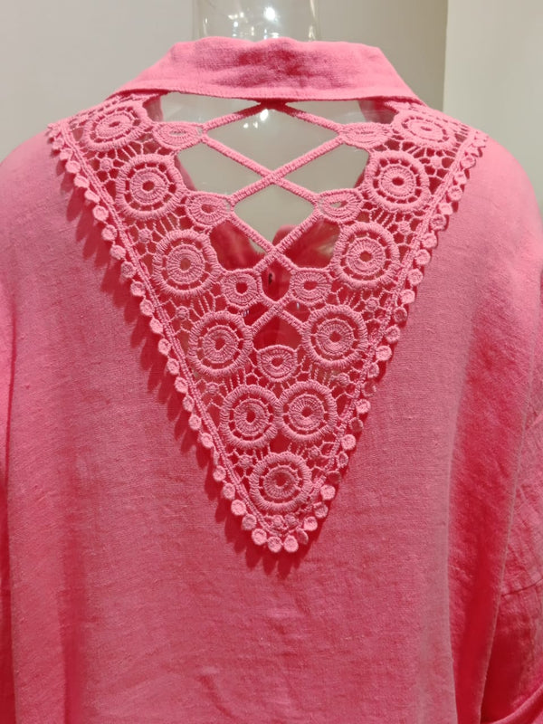 Made in Italy - Pati Linen Dress- Pink