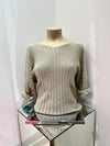 Made In Italy - UB Ember Cotton Lurex Stripe Top - Stone